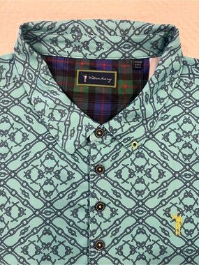 William Murray Tie One On Mint Green Black Men’s 2XL Geometric Performance Polo